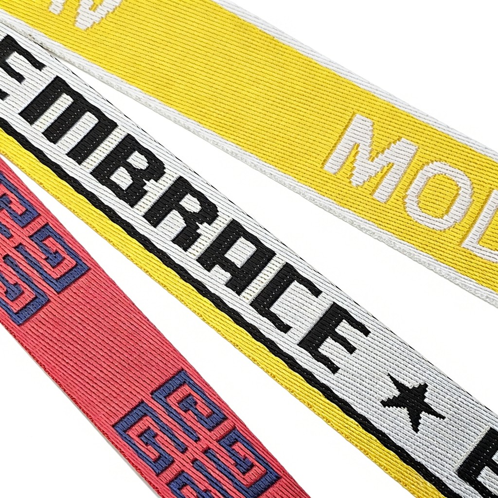 Custom Multi-Color Pattern Letters Nylon Jacquard Webbing